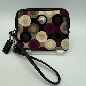 Coach Multicolor Optic Circle Wristlet Zip Wallet